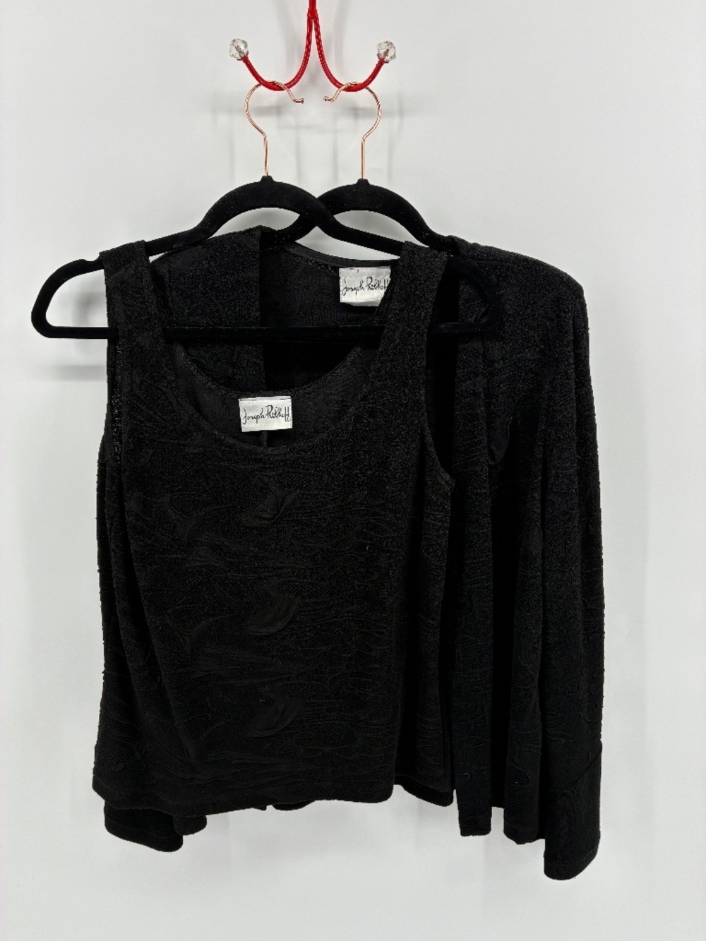 Joseph Ribkoff Black Knit Cardigan & Tank Matching Set